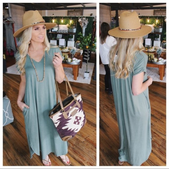 At This Time Maxi Dress-Army Green - Picture 1 of 1